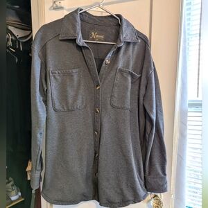 Natural Reflections Sweatshirt Button Up S Heather Charcoal Shacket